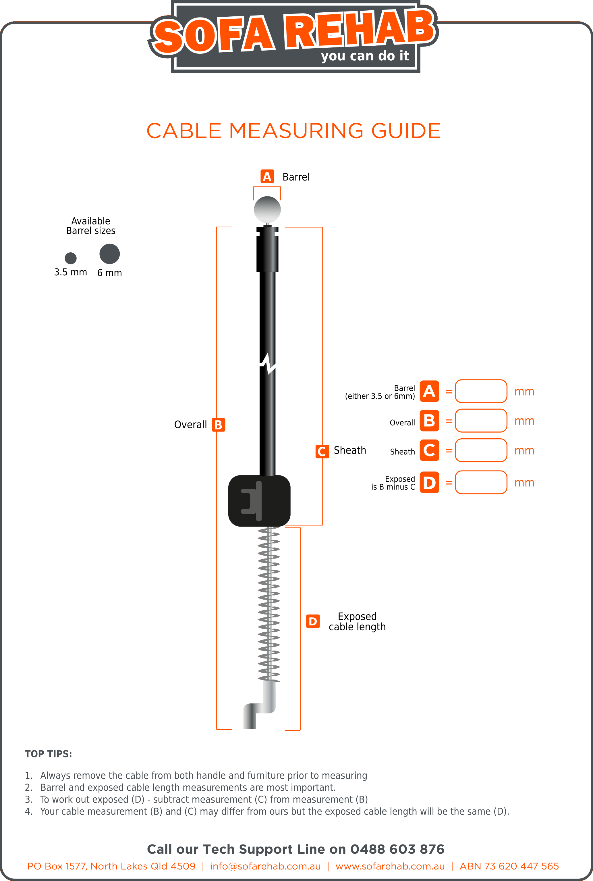 Recliner Release Cable Measuring Guide For DoItYourself Repairs
