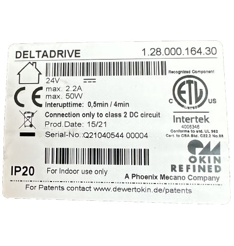 DeltaDrive Compliance label 1.28.000.164.30