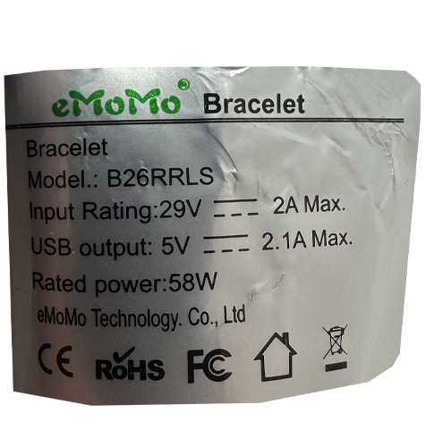 eMoMo Tech B26RRLS Cup Holder Compliance label