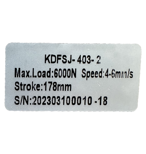 Kaidi KDFSJ-403-2 Actuator compliance label