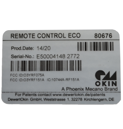 80676 Electric Bed Receiver Compliance Label