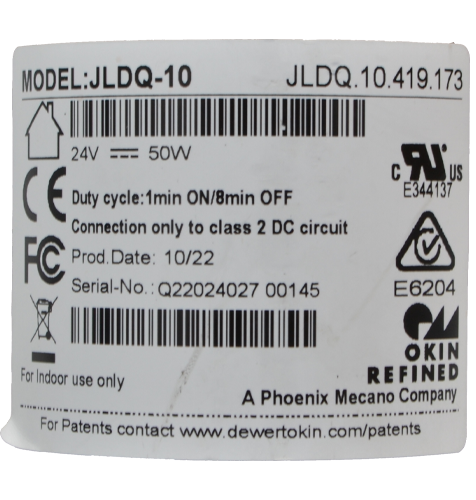 JLDQ.10.419.173 Electric Recliner Motor Compliance Label
