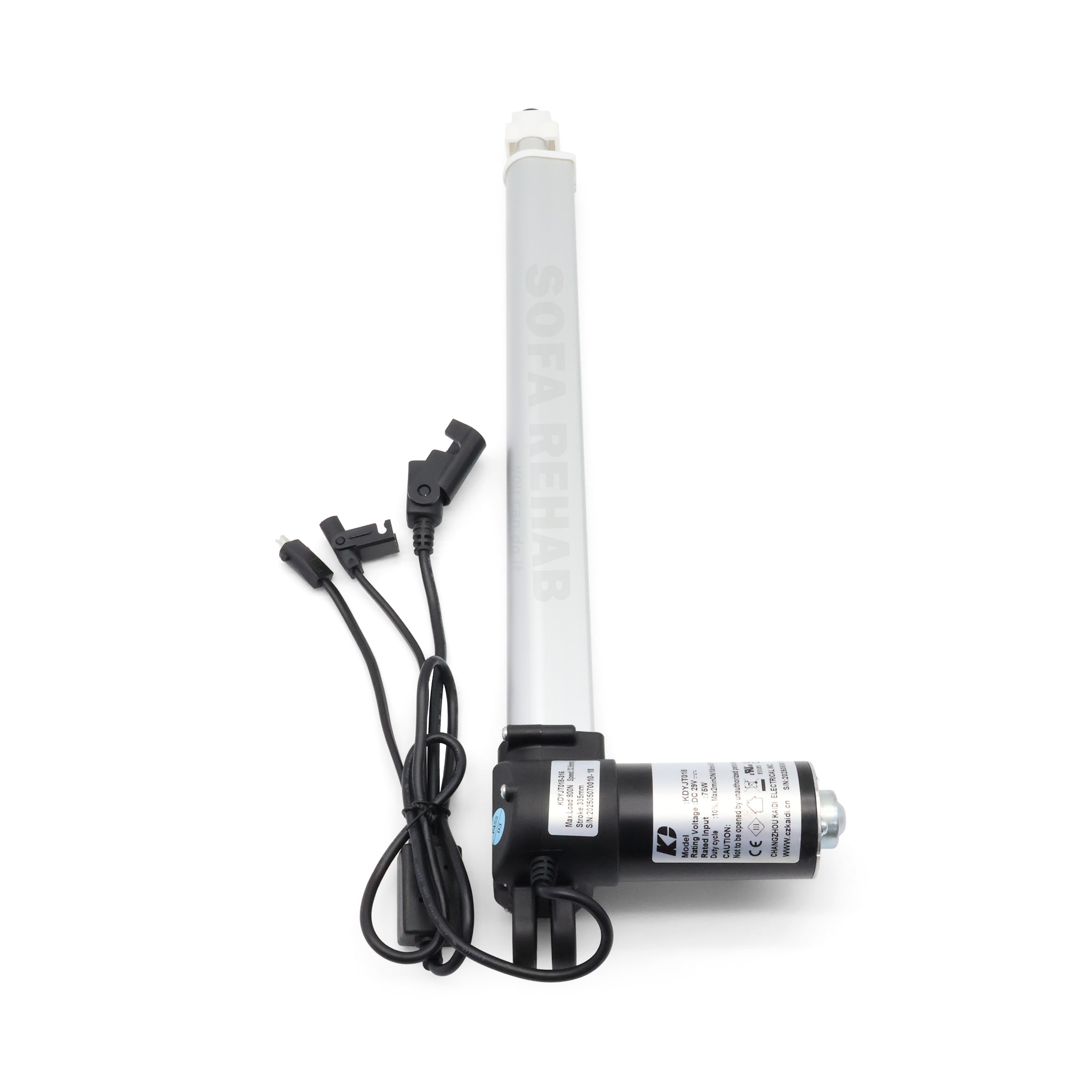 kaidi-KDYJT018-316-top-view-495mm-installed-length-motor-label-and-clevis-end