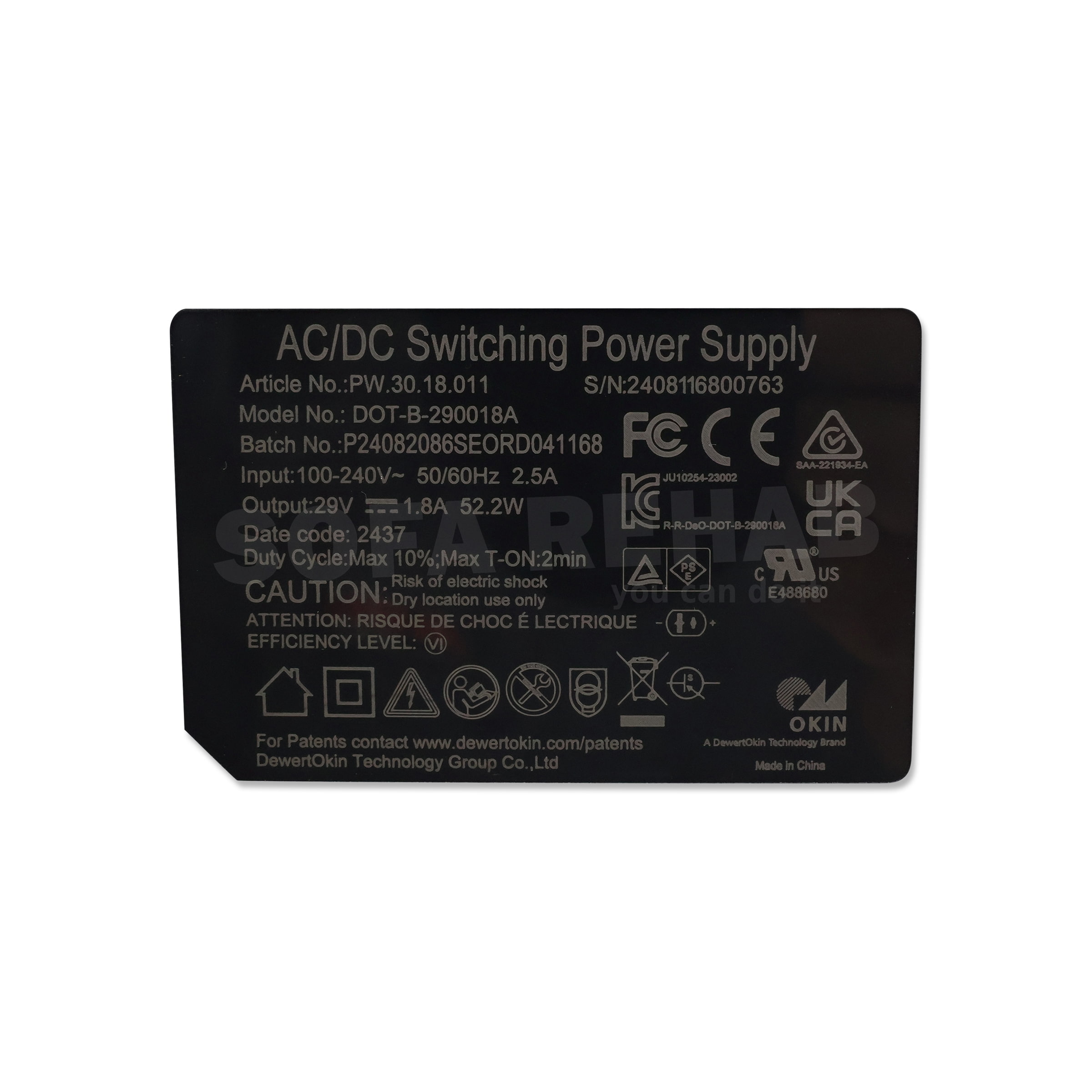 specs-label-sticker-of-PW.30.18.011-DOT-B-290018A-2.5a-52.2w specs-label-sticker-of-PW.30.18.011-DOT-B-290018A-2.5a-52.2w