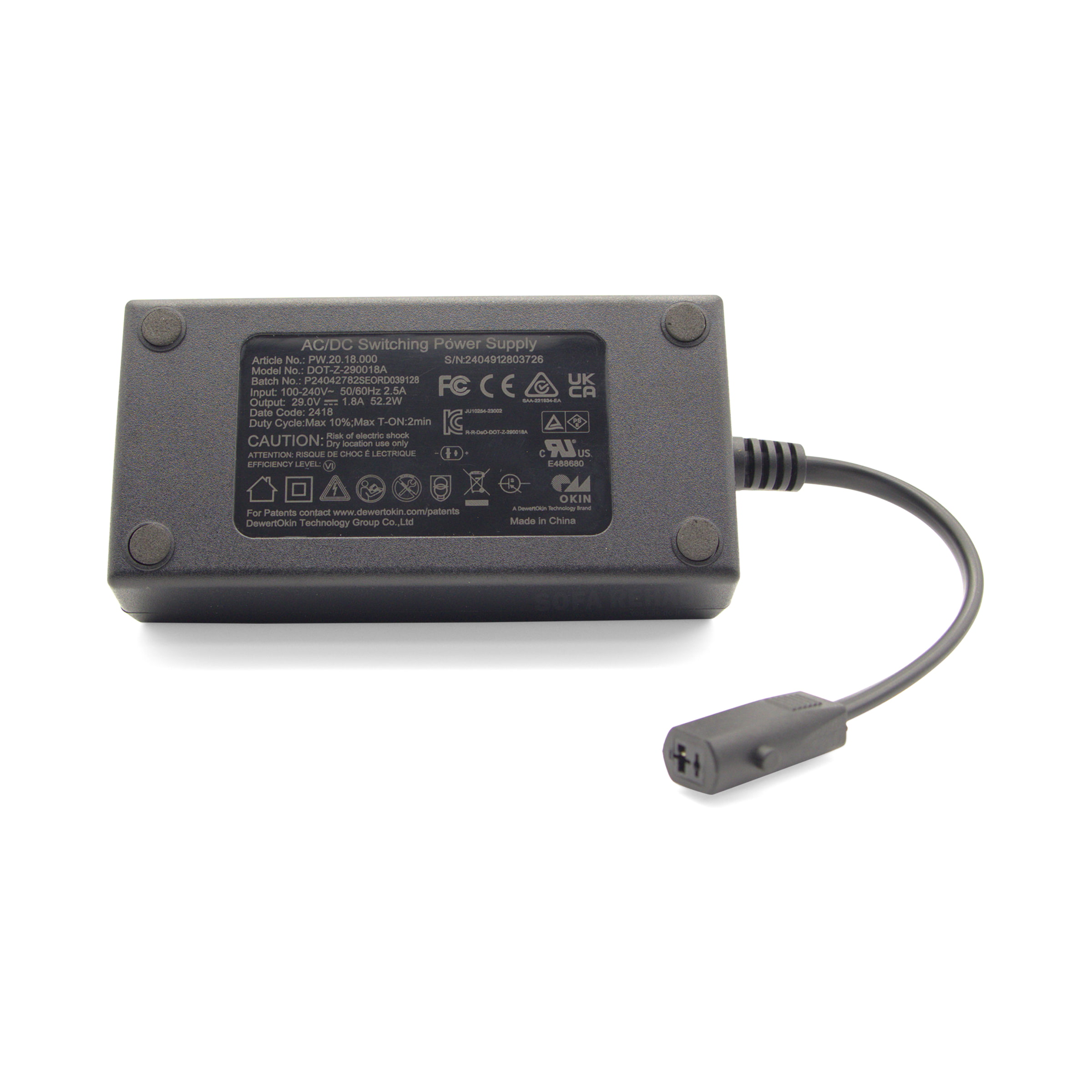 DOT-Z-290018A-29v-1-8a-power-supply-label-and-oi-2-pin-connector DOT-Z-290018A-29v-1-8a-power-supply-label-and-oi-2-pin-connector