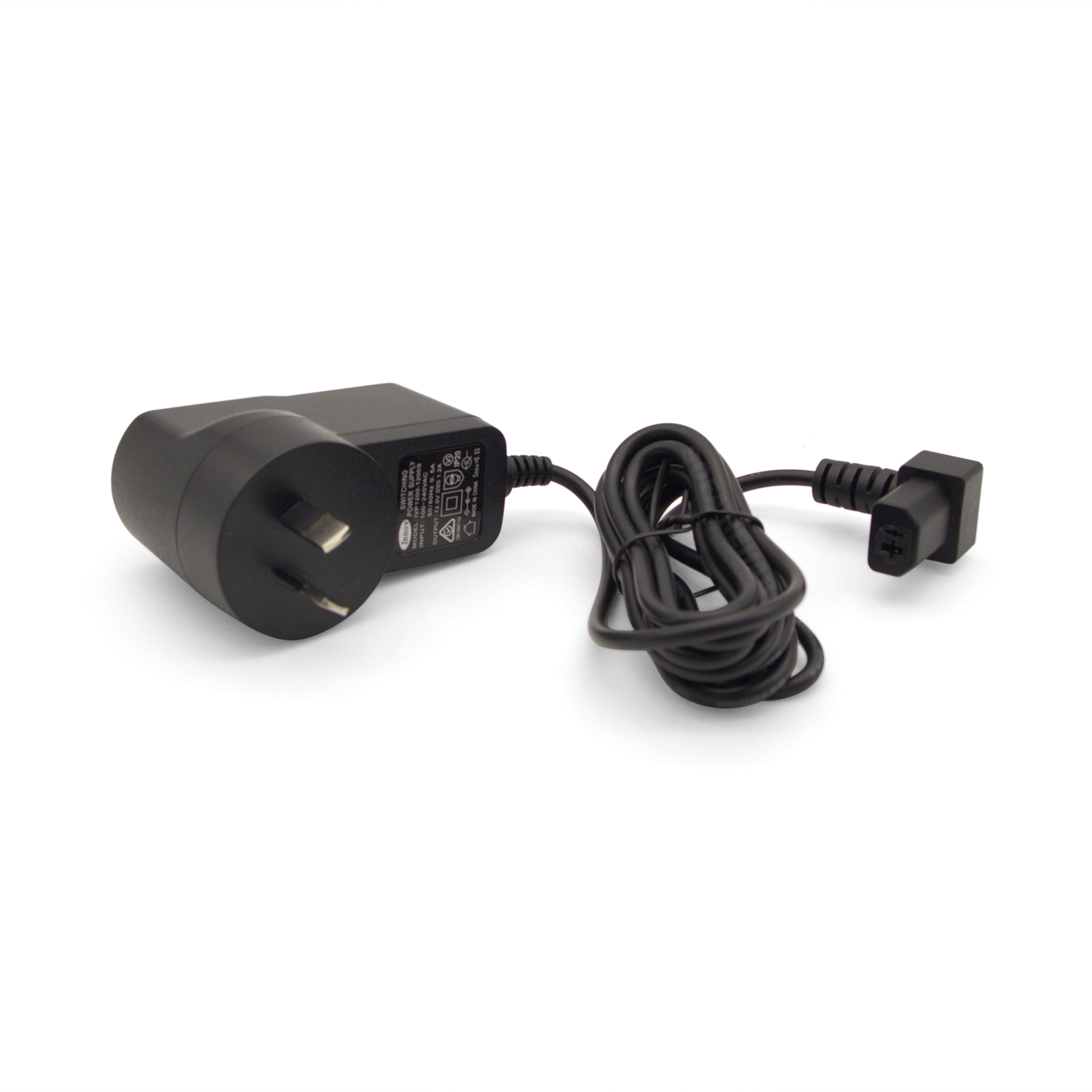 innov-IVP1200-1200S-au-plug-power-supply-with-trapezoidal-connector-angle-view innov-IVP1200-1200S-au-plug-power-supply-with-trapezoidal-connector-angle-view