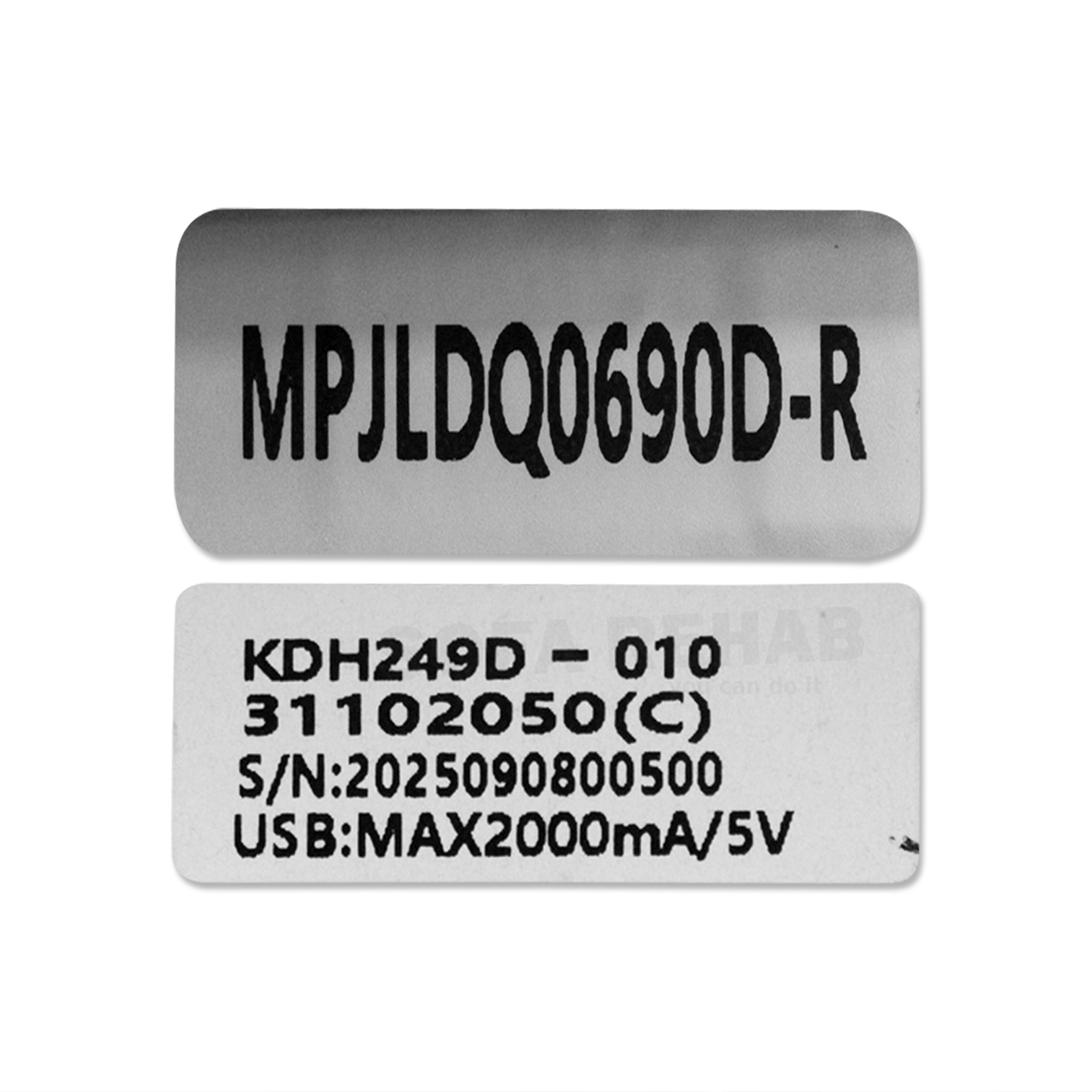 Kaidi-KDH249D-010-back-label-MPJLDQ0690D-R-USB-MAX2000mA-5V Kaidi-KDH249D-010-back-label-MPJLDQ0690D-R-USB-MAX2000mA-5V